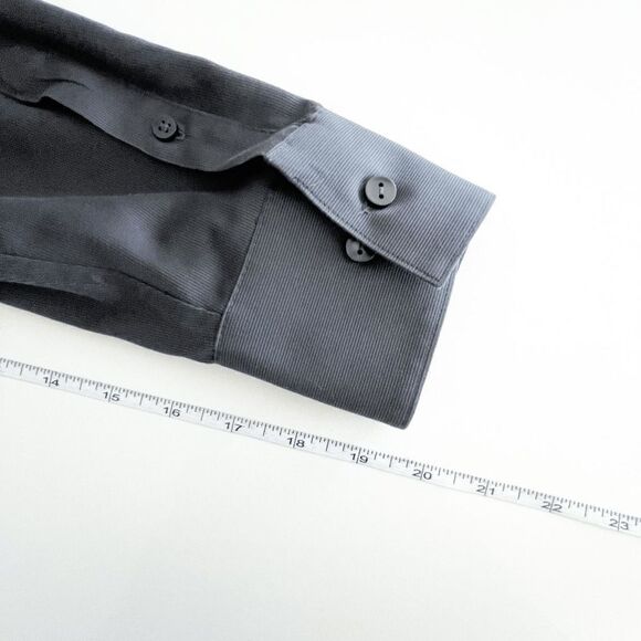 Calvin Klein Mens Slim Fit Dress Shirt Button Non-Iron Stripes Dark Gray Neck15 - Picture 7 of 8